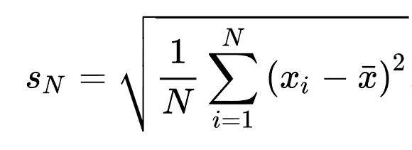 Formula per la deviazione standard del campione corretta