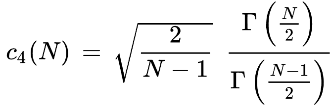 Funzione gamma per una deviazione del campione imparziale
